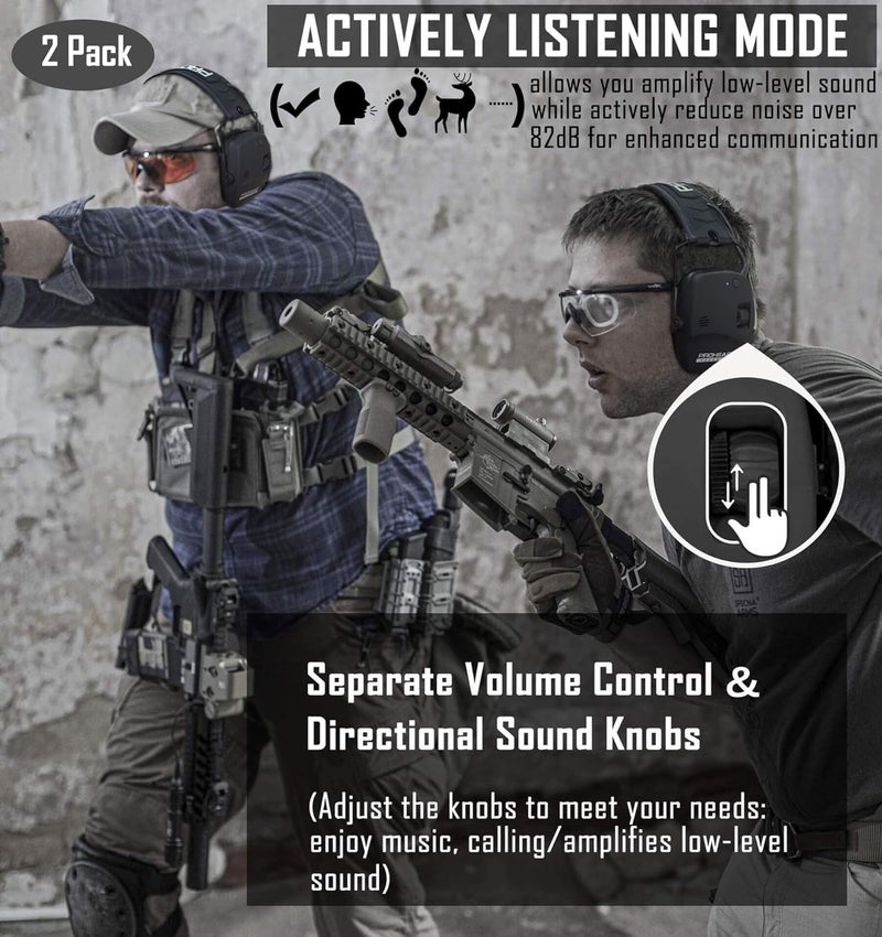 PROHEAR 030 2 Pack Bluetooth 5.4 Electronic Shooting Ear Protection Earmuffs with Foam Ear Pads-Black - Image 3